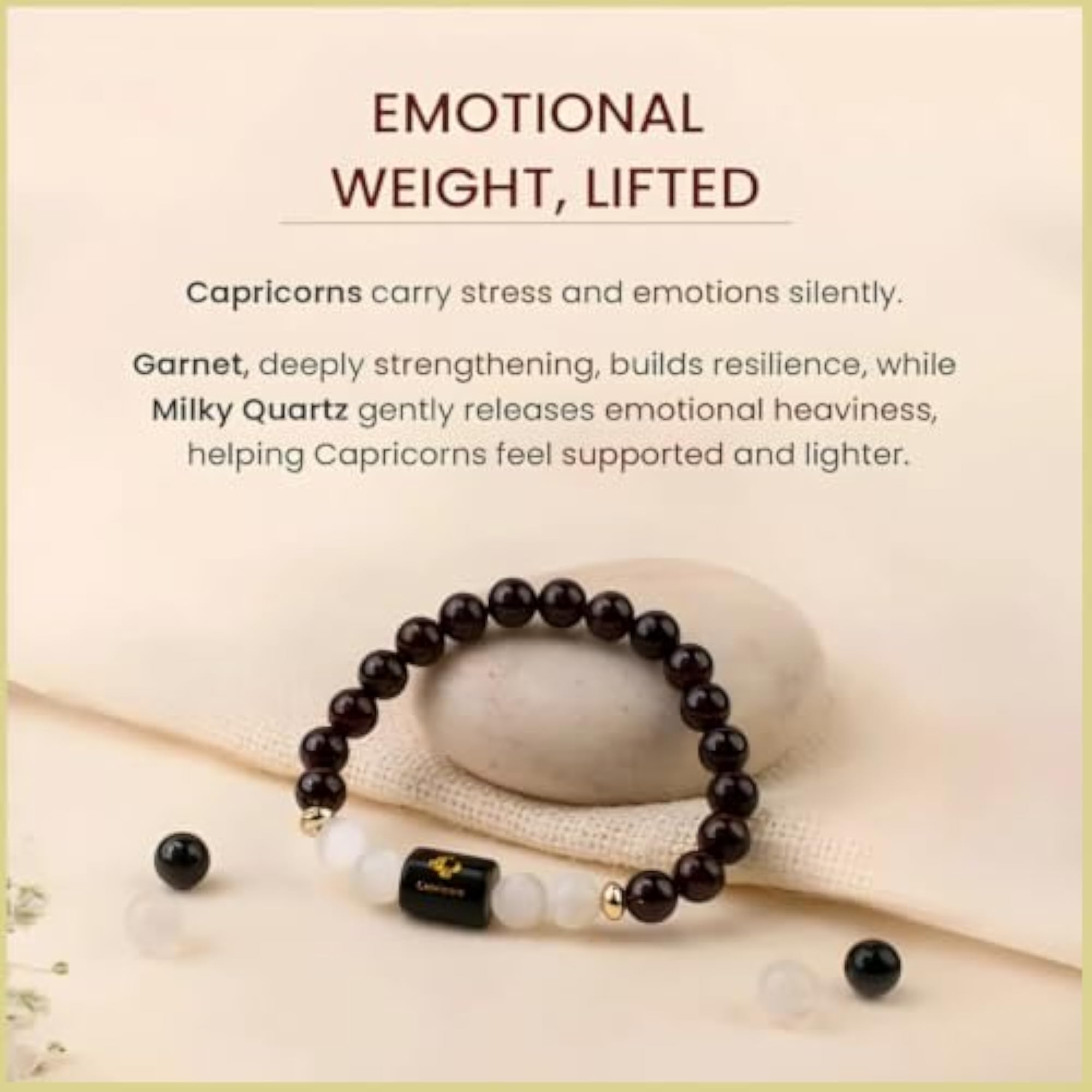 Capricorn Garnet & Milky Quartz Crystal Beaded Bracelet